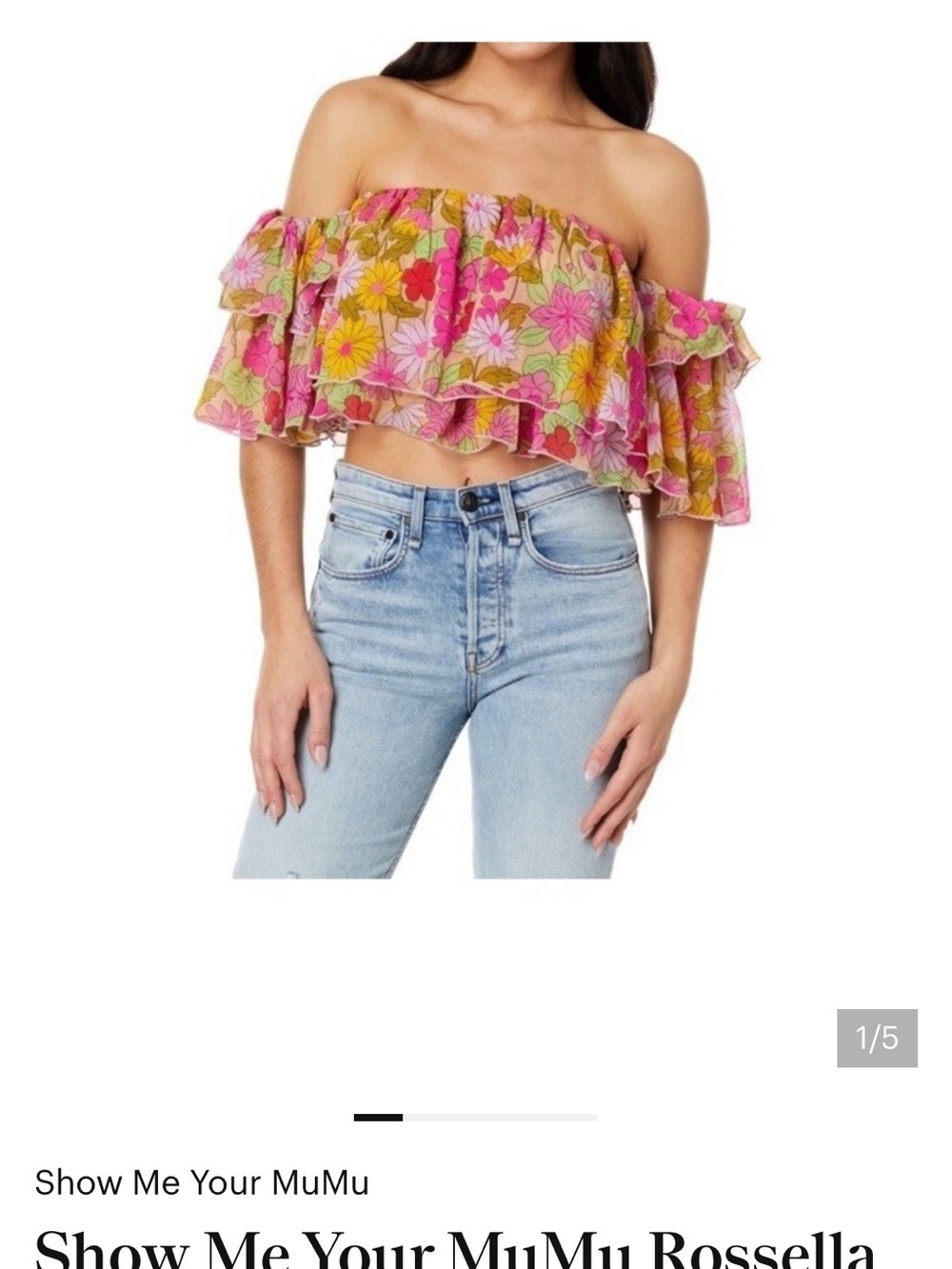 Show Me Your Mumu Rosabella Ruffle Crop Top in Carnaby floral NWT